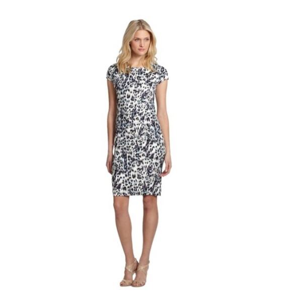 Hugo Boss ruched jersey leopard print dress - Picture 1 of 9